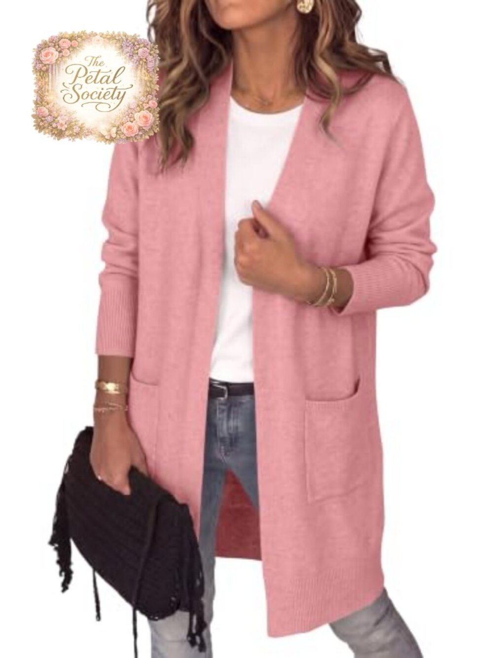Women's Lightweight Open Front Long Cardigan Sweater with Pockets